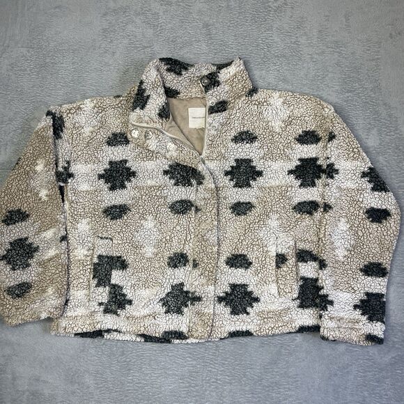 Thread + Supply Sherpa Fluffy Fleece Aztec Jacket Womens Sz XL Boho Southwest - Picture 2 of 14